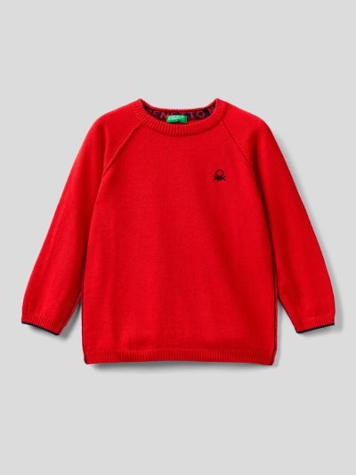 Red Kids' Benetton Crew Neck Raglan Sleeves Sweaters | AU381773