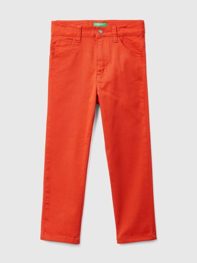 Red Kids' Benetton Five-pocket Slim Fit Trousers | AU568216