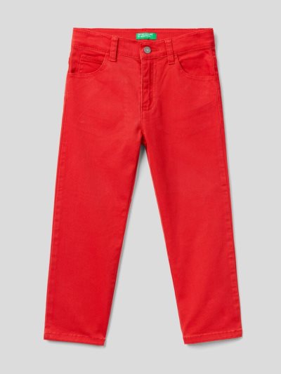 Red Kids' Benetton Five-pocket Stretch Trousers | AU695593