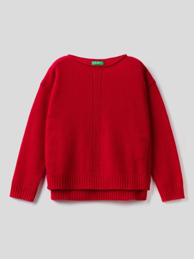 Red Kids' Benetton Knit Stitching Sweaters | AU664704