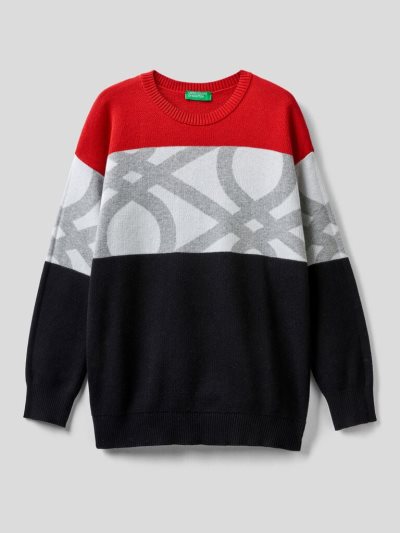 Red Kids' Benetton Logo Inlay Sweaters | AU435973