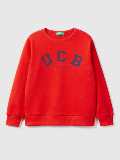 Red Kids' Benetton Logo Print Sweatshirt | AU030443