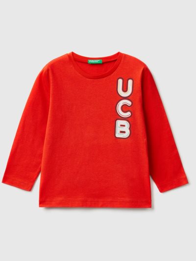 Red Kids' Benetton Long Sleeve Organic Cotton T Shirts | AU383272