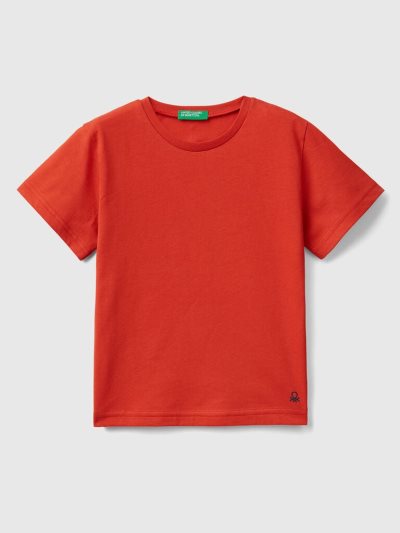 Red Kids' Benetton Organic Cotton Short Sleeve T-shirts | AU934456