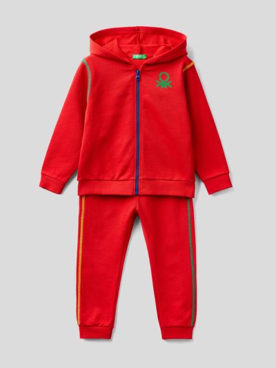 Red Kids' Benetton Organic Cotton Sweat Tracksuits | AU016256