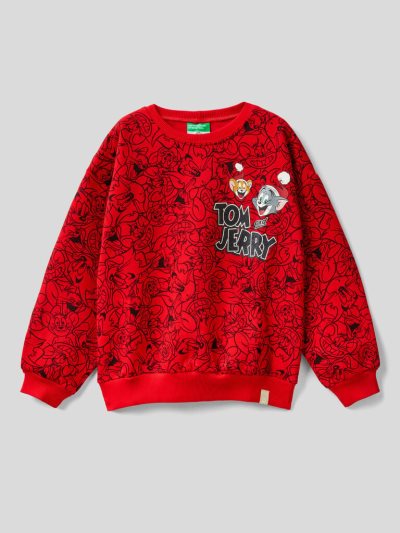 Red Kids' Benetton Oversized Tom & Jerry Sweatshirt | AU563502