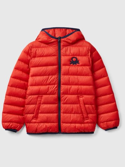 Red Kids' Benetton Padded Hood Jackets | AU840235