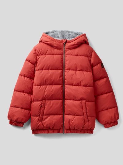 Red Kids' Benetton Padded Teddy Interior Jackets | AU786409