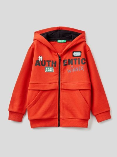 Red Kids' Benetton Patch Hoodie | AU682463