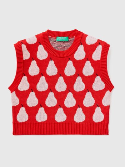 Red Kids' Benetton Pear Pattern Vest | AU273493