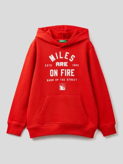 Red Kids' Benetton Printed Hoodie | AU945527