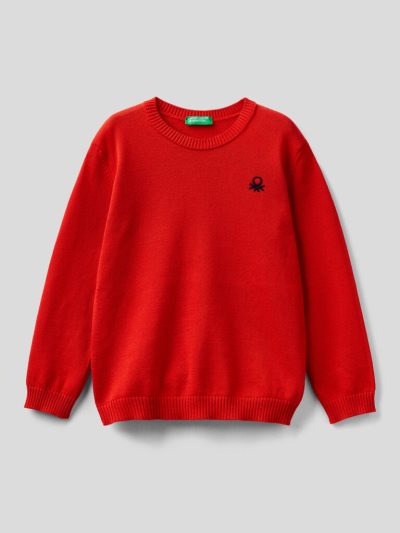 Red Kids' Benetton Pure Cotton Logo Sweaters | AU443277