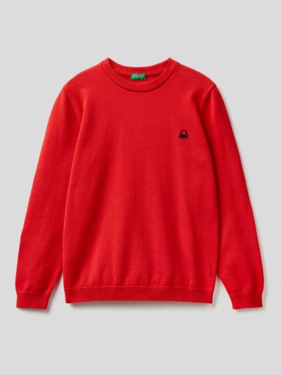 Red Kids' Benetton Pure Cotton Logo Sweaters | AU462977