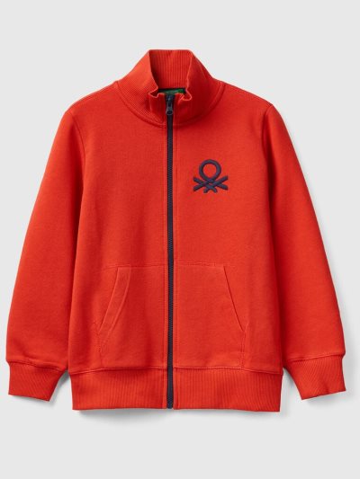 Red Kids' Benetton Pure Cotton Zip Sweatshirt | AU677838