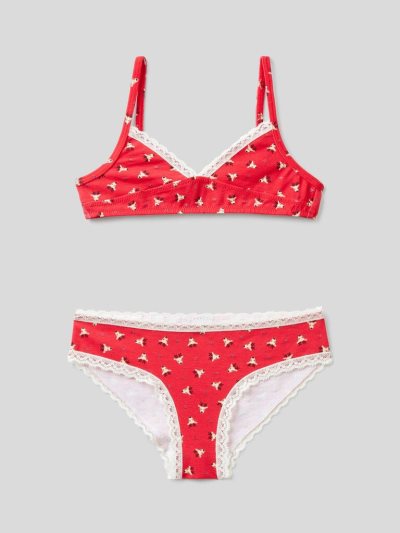 Red Kids' Benetton Reindeer Print Underwear And Top Matching Sets | AU514992