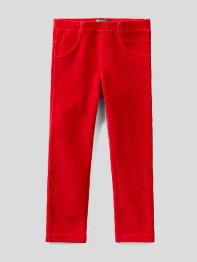 Red Kids' Benetton Ribbed Chenille Trousers | AU325427