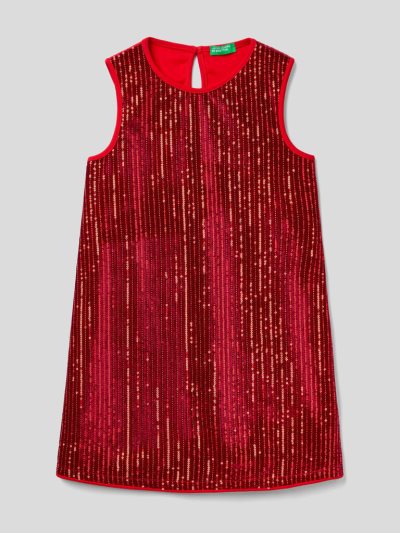 Red Kids' Benetton Sleeveless Sequins Dress | AU096660