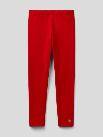 Red Kids' Benetton Stretch Cotton Logo Leggings | AU536070