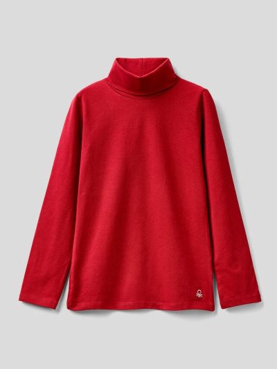 Red Kids' Benetton Stretch High Neck Long Sleeve T-shirts | AU556210