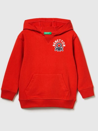 Red Kids' Benetton Stretch Organic Cotton Hoodie | AU623084