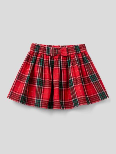 Red Kids' Benetton Tartan Flannel Skirts | AU736454