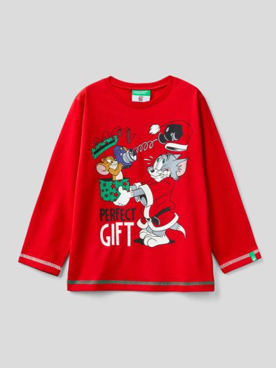 Red Kids' Benetton Tom & Jerry Christmas Long Sleeve T-shirts | AU066083