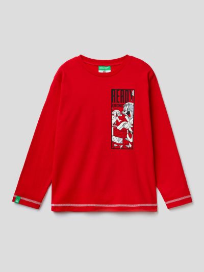 Red Kids' Benetton Tom & Jerry Christmas Long Sleeve T-shirts | AU176609