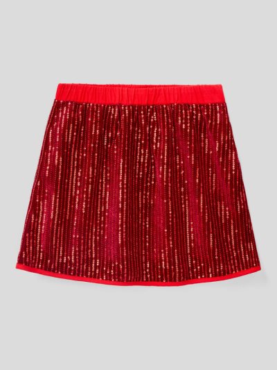 Red Kids' Benetton Velvet Sequins Skirts | AU623529