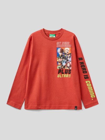 Red Kids' Benetton Warm "My Hero Academia" Long Sleeve T-shirts | AU608683