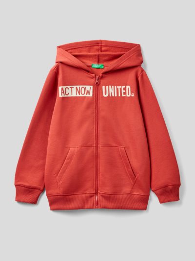 Red Kids' Benetton Warm Printed Zip Hoodie | AU641389