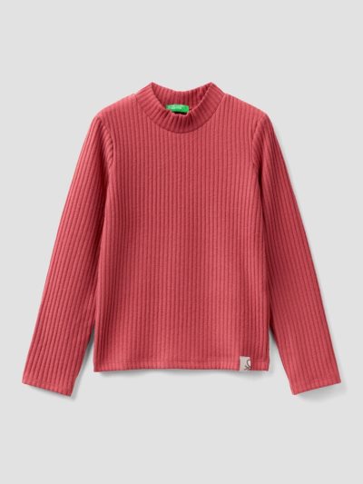 Red Kids' Benetton Warm Recycled Fabric Long Sleeve T-shirts | AU373237