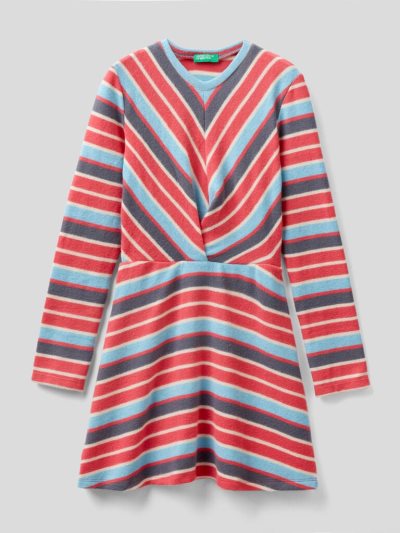 Red Kids' Benetton Warm Striped Dress | AU338661