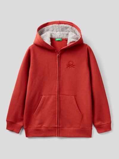 Red Kids' Benetton Warm Zip Hoodie | AU238337