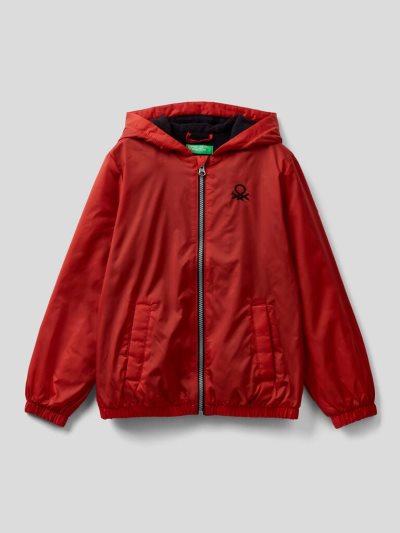 Red Kids' Benetton Zip And Hood Light Jackets | AU718392