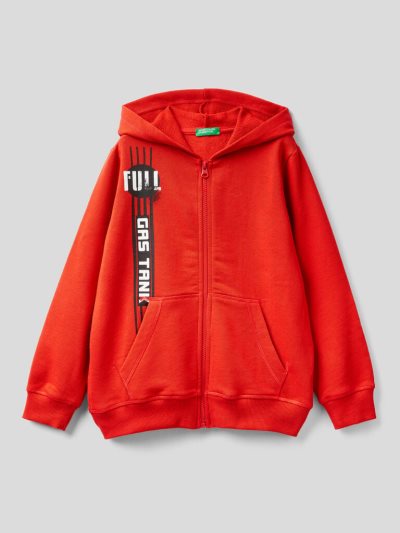 Red Kids' Benetton Zip-up Hoodie | AU196724