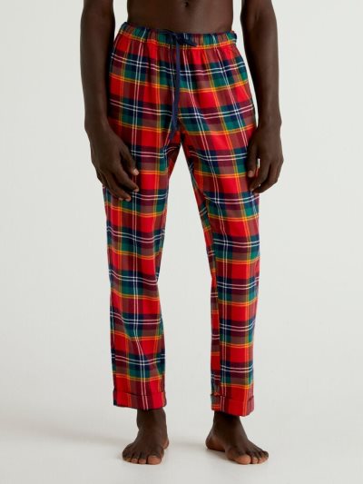 Red Men's Benetton Check Drawstring Trousers | AU301560