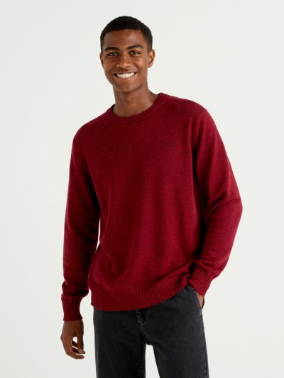 Red Men's Benetton Crew Neck Cashmere And Wool Blend Sweaters | AU371418