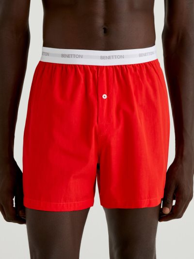 Red Men's Benetton Logoed Elastic Boxers | AU008474