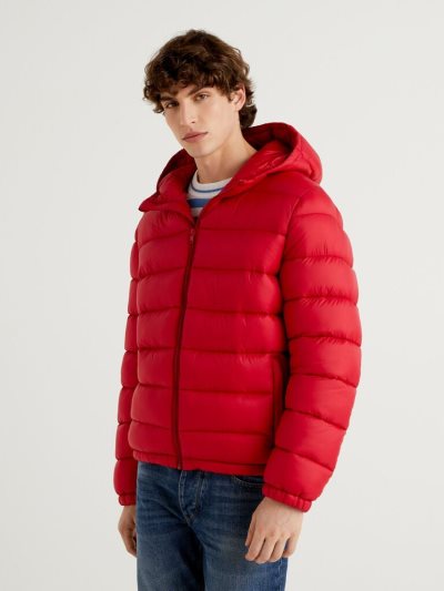 Red Men's Benetton Padded 3d Wadding Puffer Jackets | AU419504