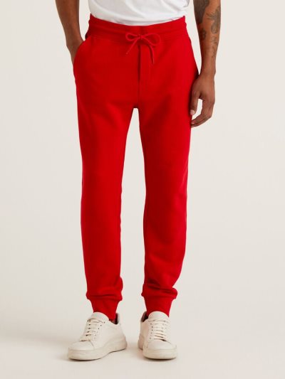 Red Men's Benetton Sweat 100% Cotton Joggers | AU466381