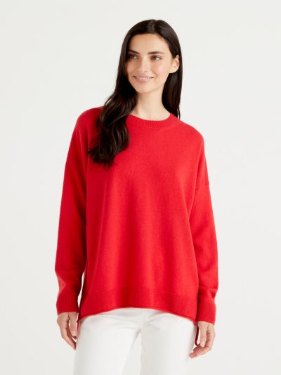 Red Women's Benetton Boxy Fit Cashmere Blend Crew Neck Sweaters | AU040985