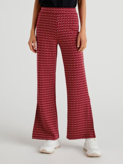 Red Women's Benetton Flared Jacquard Trousers | AU988284