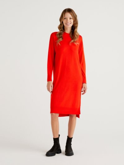 Red Women's Benetton Midi Dress Dress | AU303055