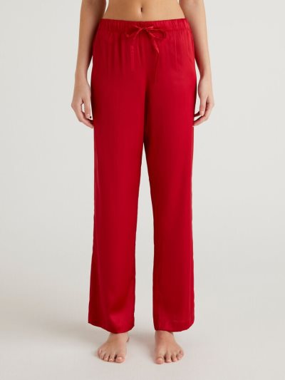 Red Women's Benetton Palazzo Satin Trousers | AU473402