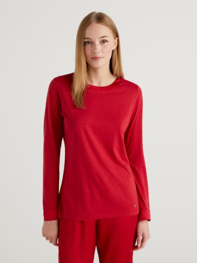 Red Women's Benetton Satin Inserts Pyjamas | AU830168