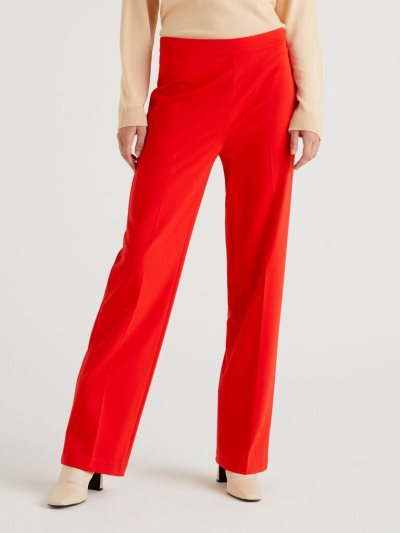 Red Women's Benetton Straight Cut Classic Trousers | AU395200