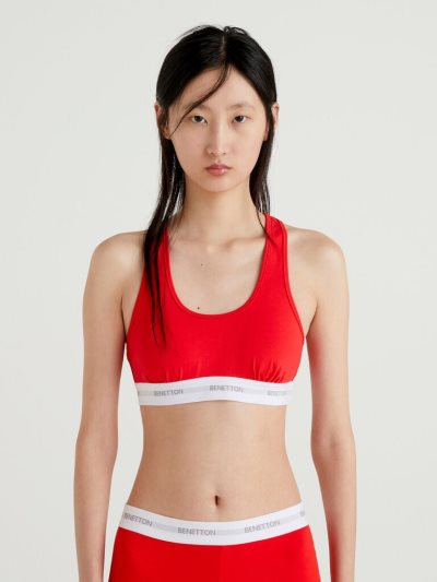 Red Women's Benetton Stretch Organic Cotton Bras | AU648103