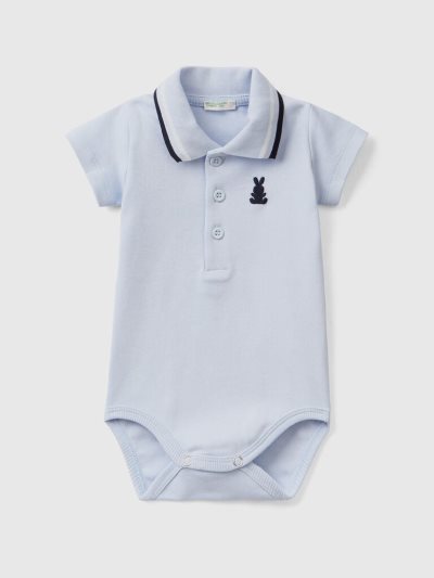 Sky Blue Kids' Benetton Bodysuit Organic Cotton Polo Shirts | AU156142