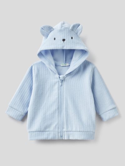 Sky Blue Kids' Benetton Chenille Hood Sweatshirt | AU336367