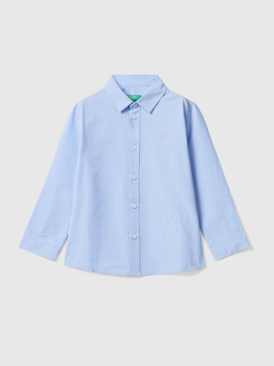 Sky Blue Kids' Benetton Classic Pure Cotton Shirts | AU306141